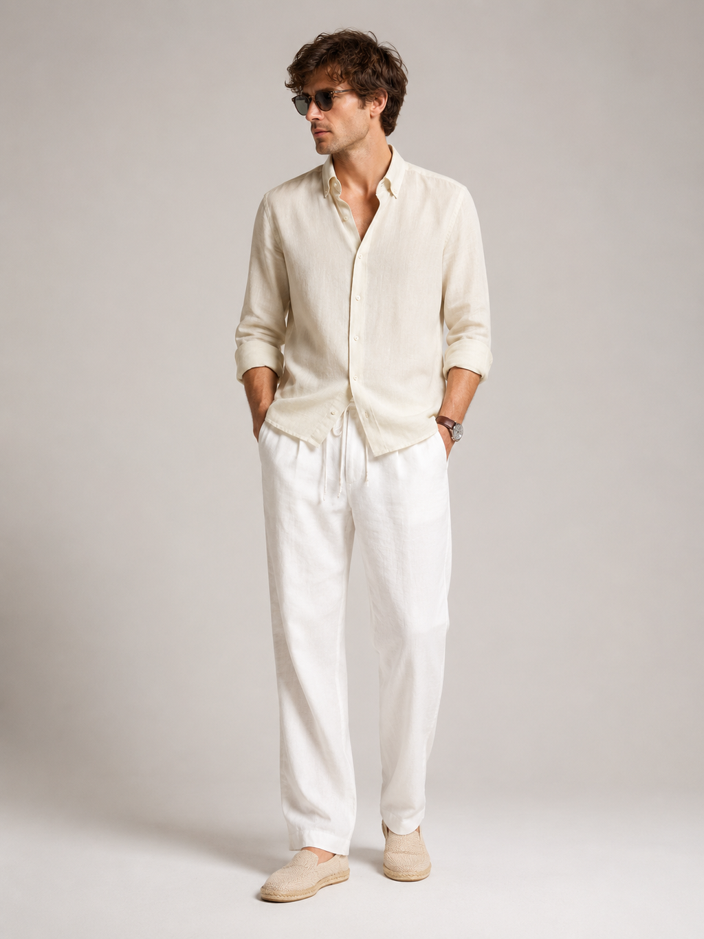 Valrow Beige Linen Shirt for Men | Premium Minimal Summer Wear