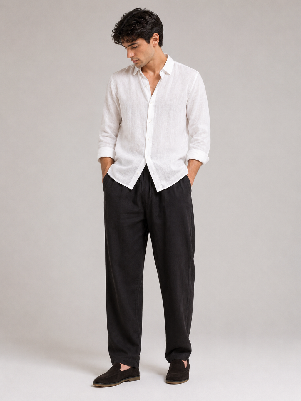 Valrow Black Linen Trousers for Men | Relaxed Premium Summer Pants