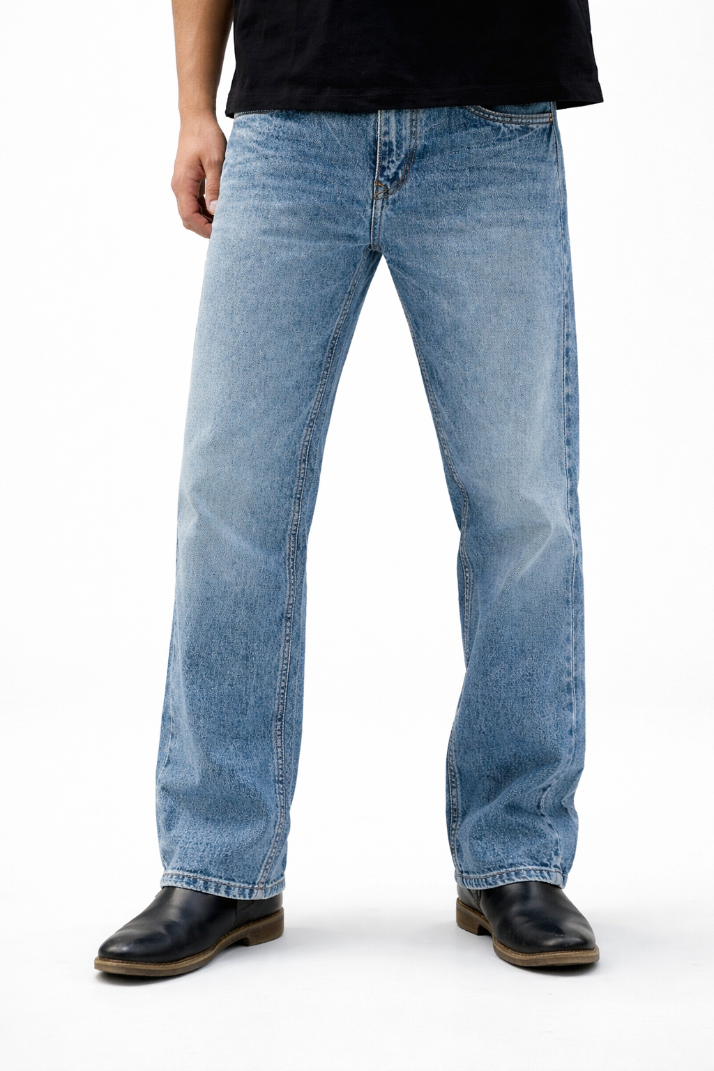 Ice Blue straight fit jeans showcasing a modern design and comfortable wear for everyday use