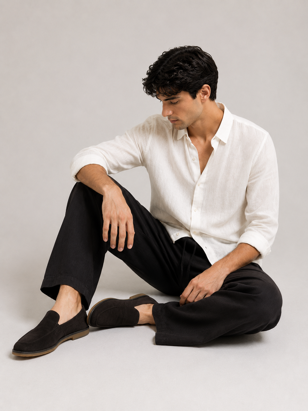 Valrow Black Linen Trousers for Men | Relaxed Premium Summer Pants