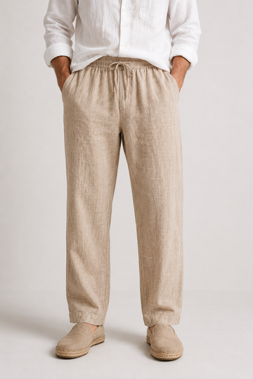 Valrow Beige Linen Trousers for Men | Relaxed Premium Summer Pants