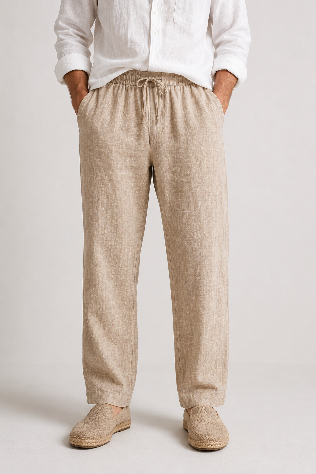 Valrow Beige Linen Trousers for Men | Relaxed Premium Summer Pants