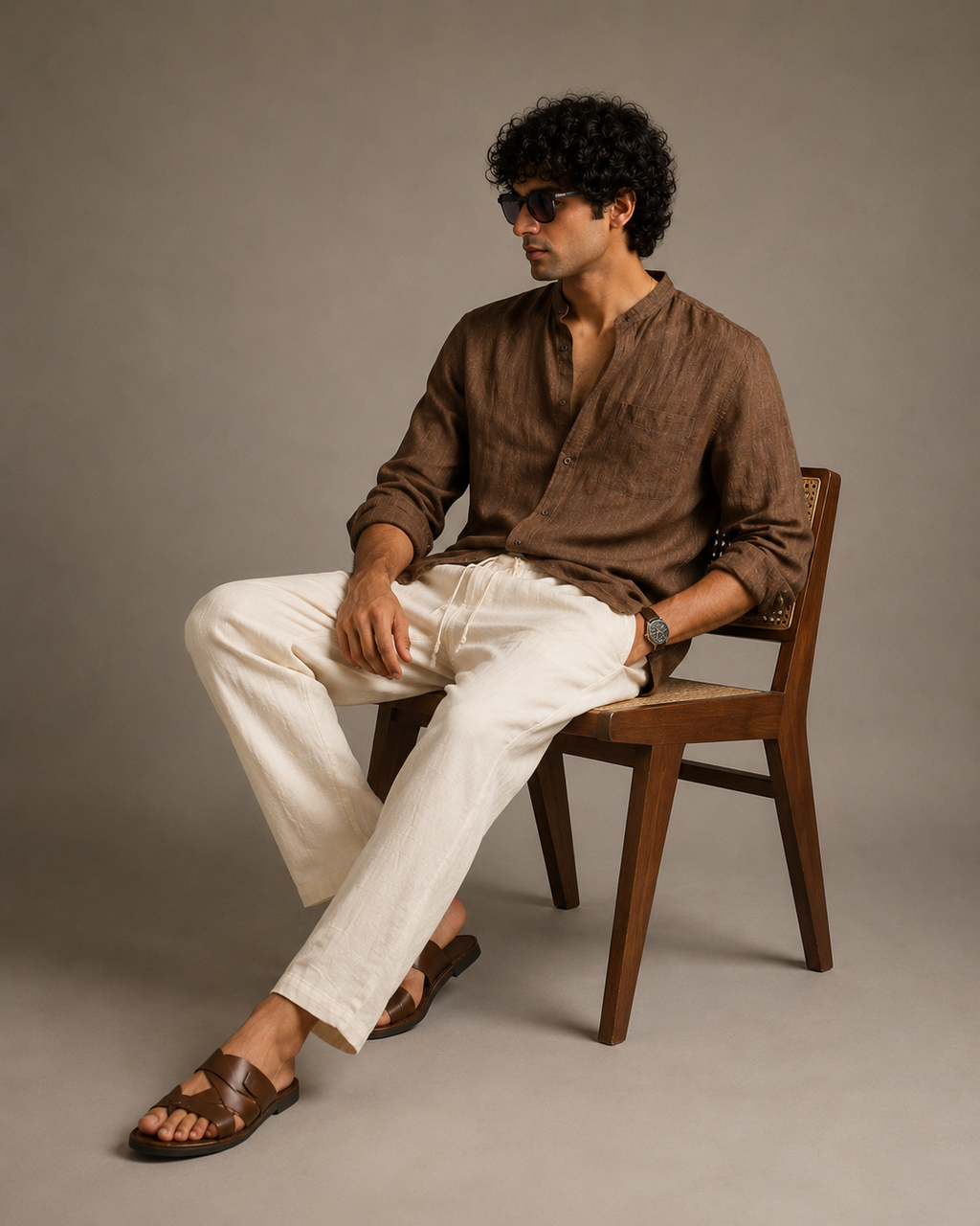 Valrow Off White Linen Trousers for Men | Relaxed Premium Summer Pants