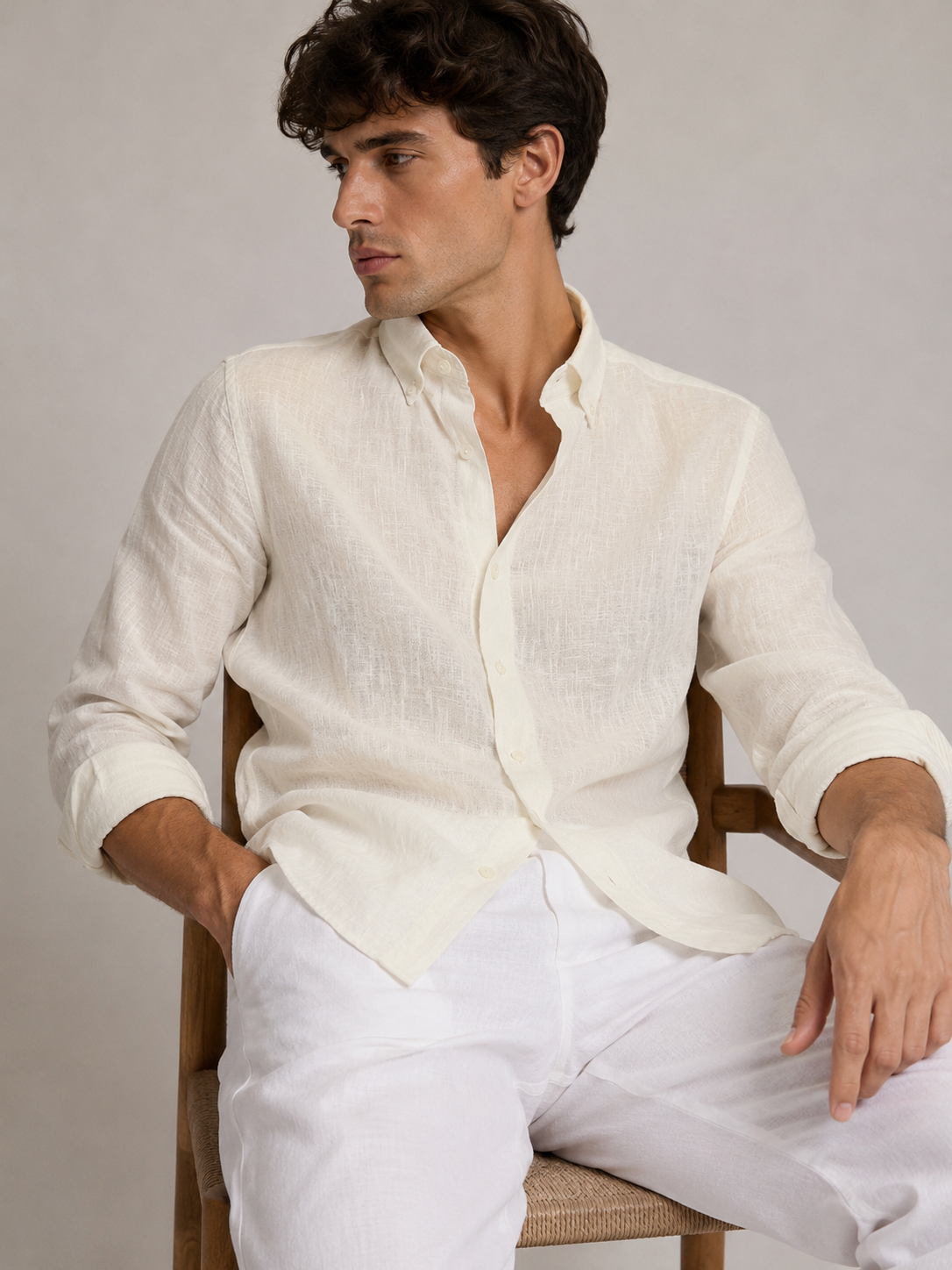 Valrow Beige Linen Shirt for Men | Premium Minimal Summer Wear