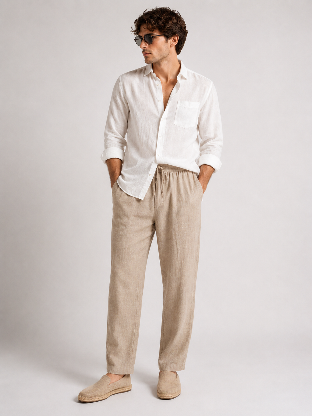 Valrow Beige Linen Trousers for Men | Relaxed Premium Summer Pants