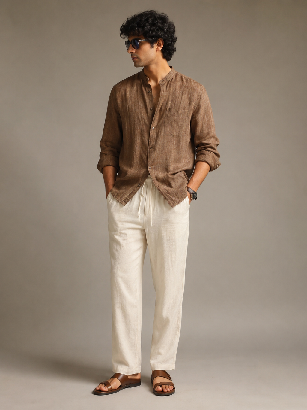 Valrow Off White Linen Trousers for Men | Relaxed Premium Summer Pants