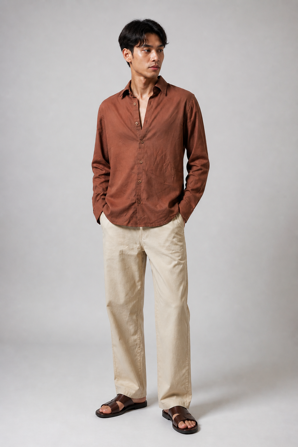 Rust Brown Linen Shirt | Breathable Lightweight Linen | Valrow