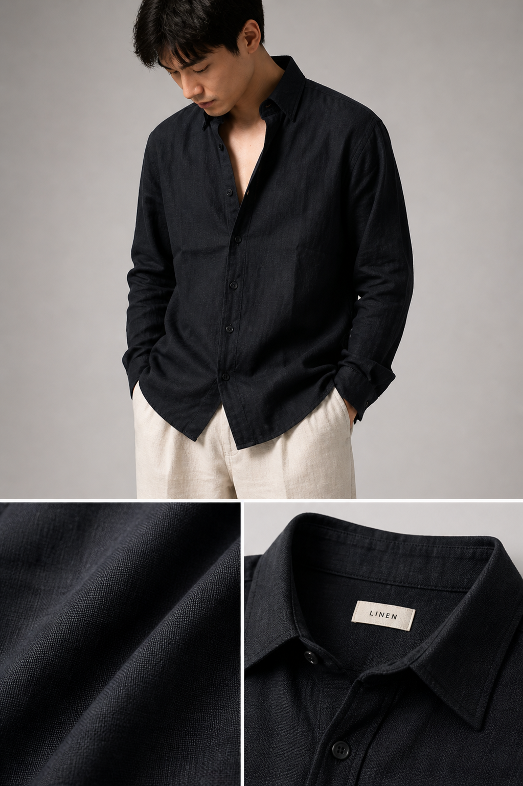Classic Black Linen Shirt | Breathable Lightweight Linen | Valrow