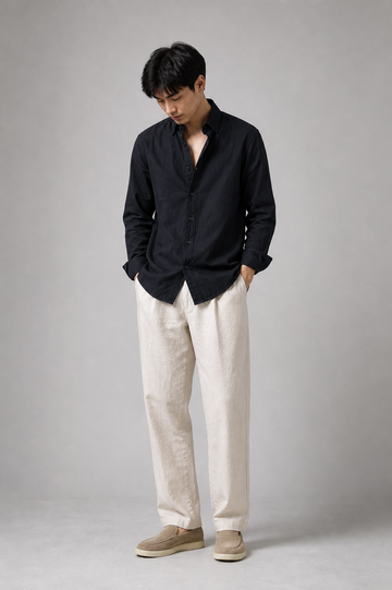 Classic Black Linen Shirt | Breathable Lightweight Linen | Valrow