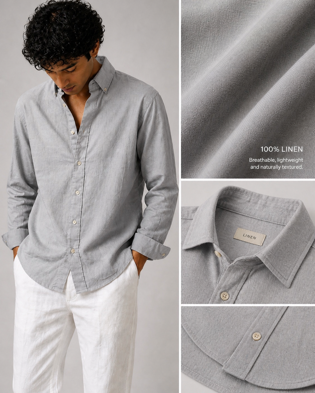 Light Grey Linen Shirt | Breathable Lightweight Linen | Valrow