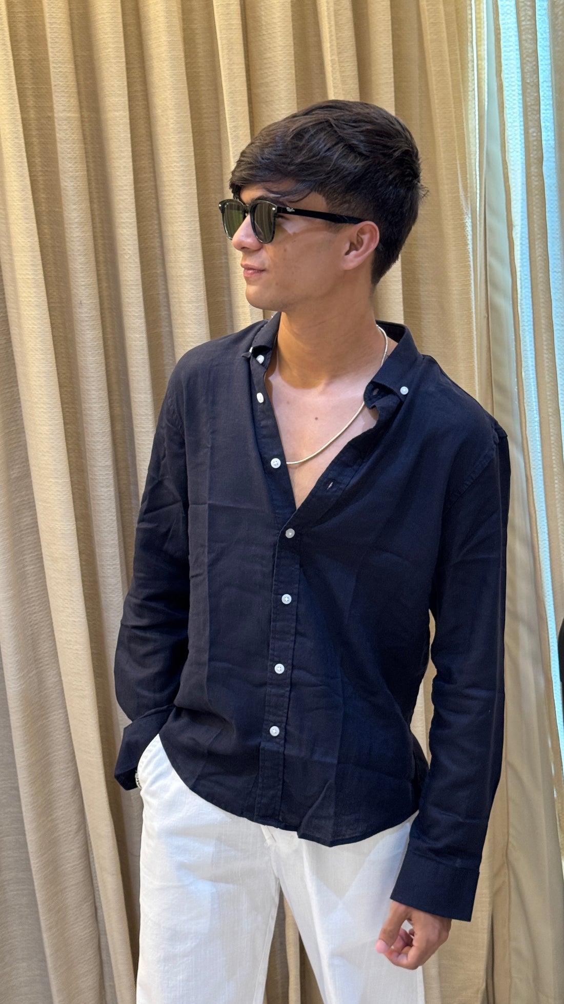 NAVY BLUE LINEN