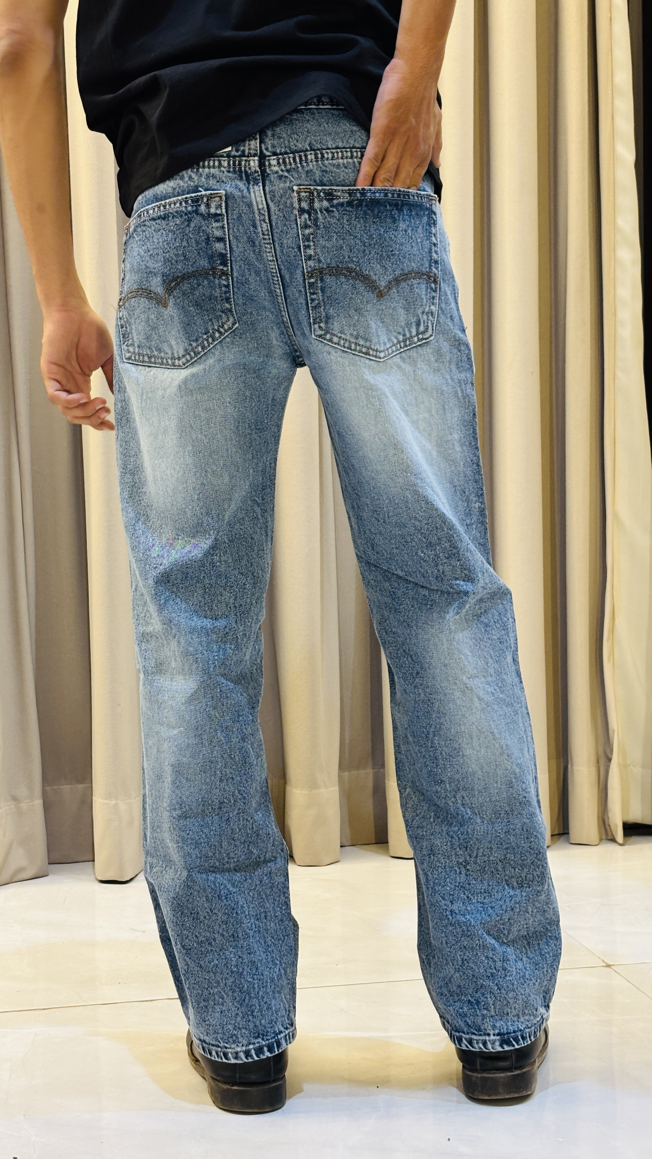Ice Blue straight fit jeans showcasing a modern design and comfortable wear for everyday use