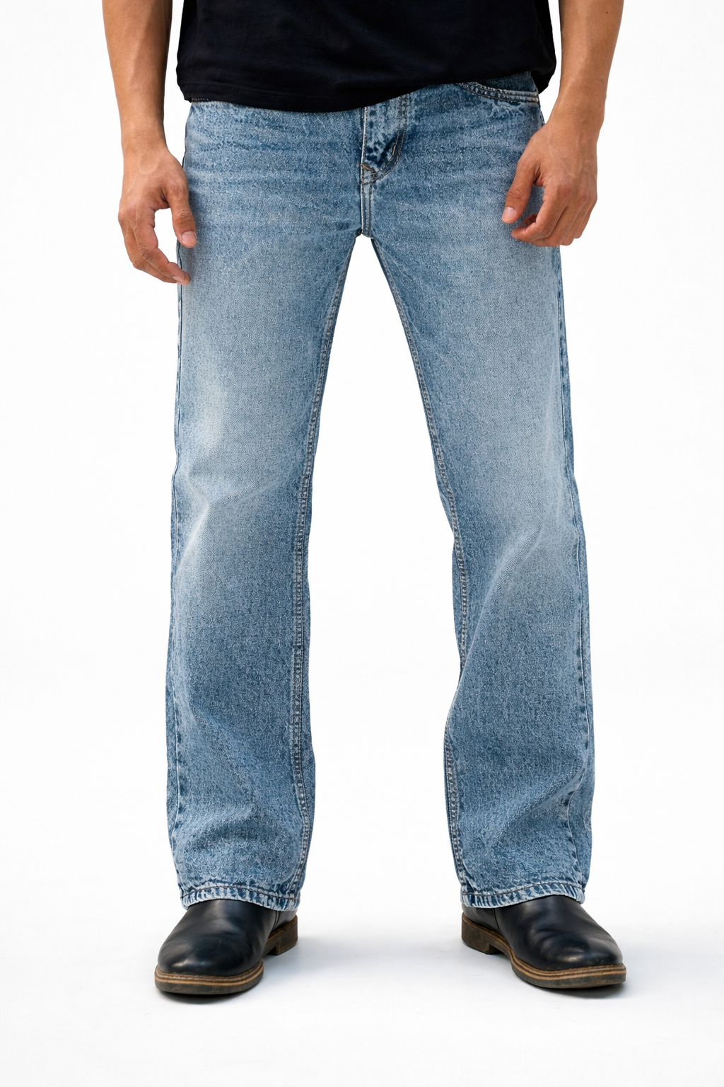 Ice Blue straight fit jeans showcasing a modern design and comfortable wear for everyday use