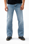 Ice Blue straight fit jeans showcasing a modern design and comfortable wear for everyday use